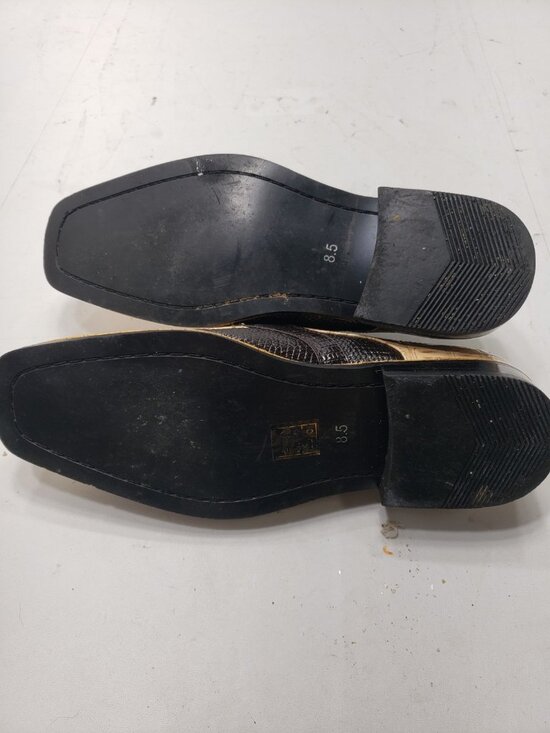 Viotti 1213-008 Mens Dress Shoes Size 8.5 Beige Black Croc Print Lace Up